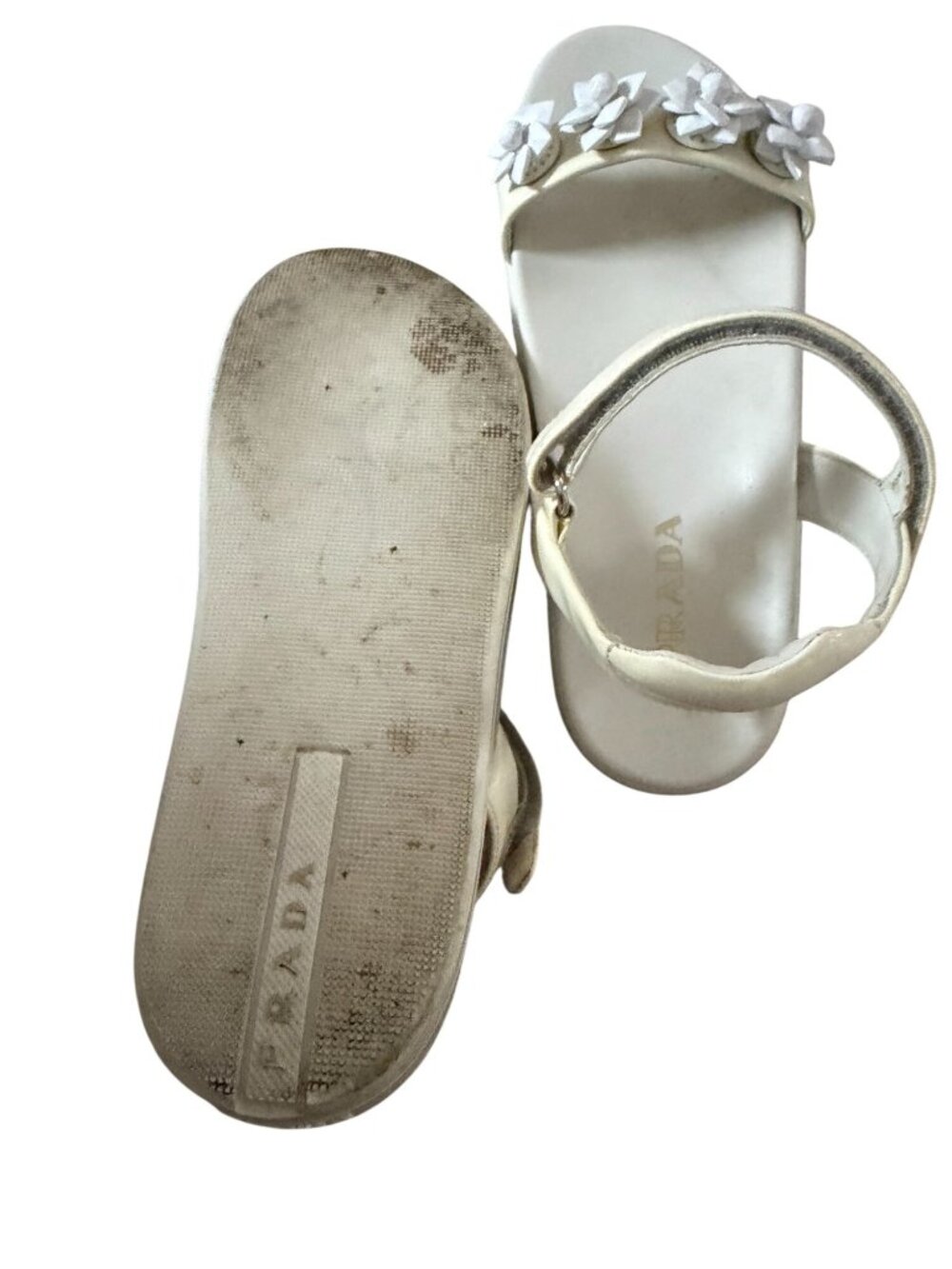 PRADA White Embellished Platform Sandals Size 38.5 / US 8.5 - Picture 9 of 11